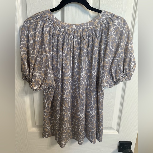 Anthropologie Maeve Gray and Cream Leopard Patterned Blouse - Picture 2 of 3